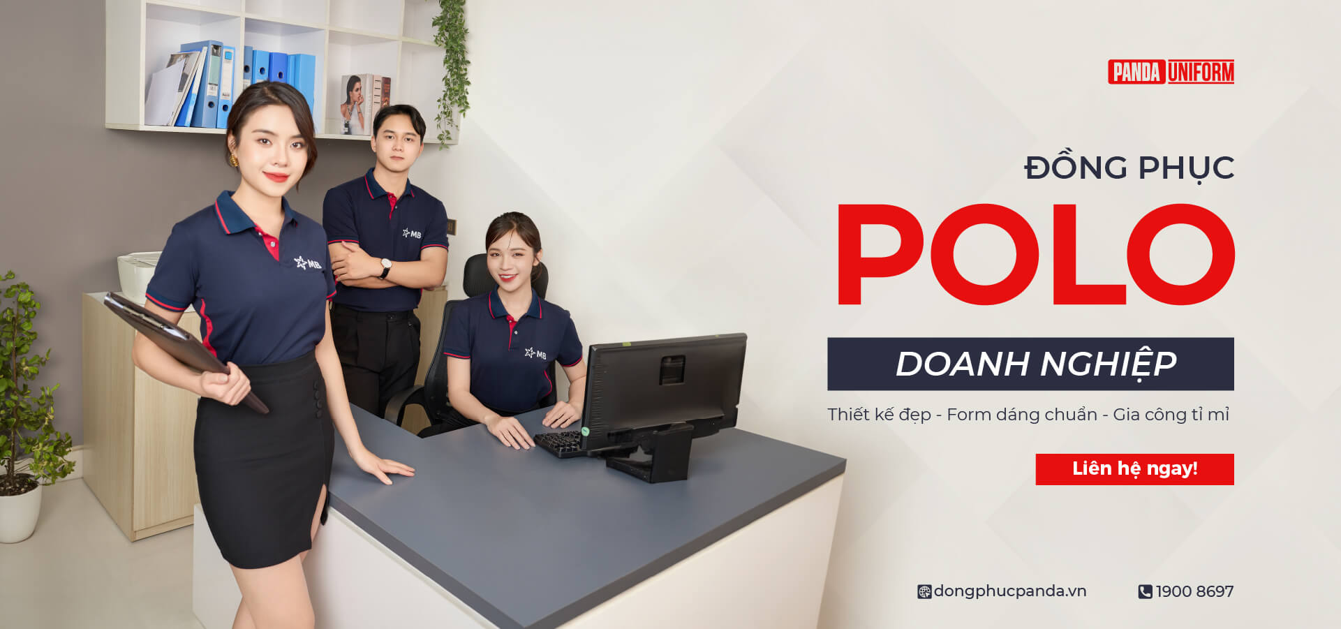 Banner sản phẩm đồng phục Polo công ty - Panda Uniform