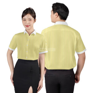 120.Mẫu Sơ mi ngắn tay công sở màu Kẻ vàng