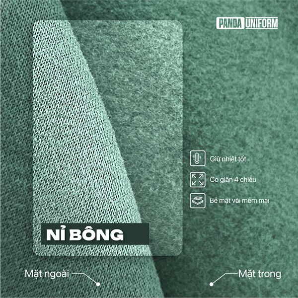 chất vải nỉ bông tại Đồng phục doạnh nghiệp Panda Uniform