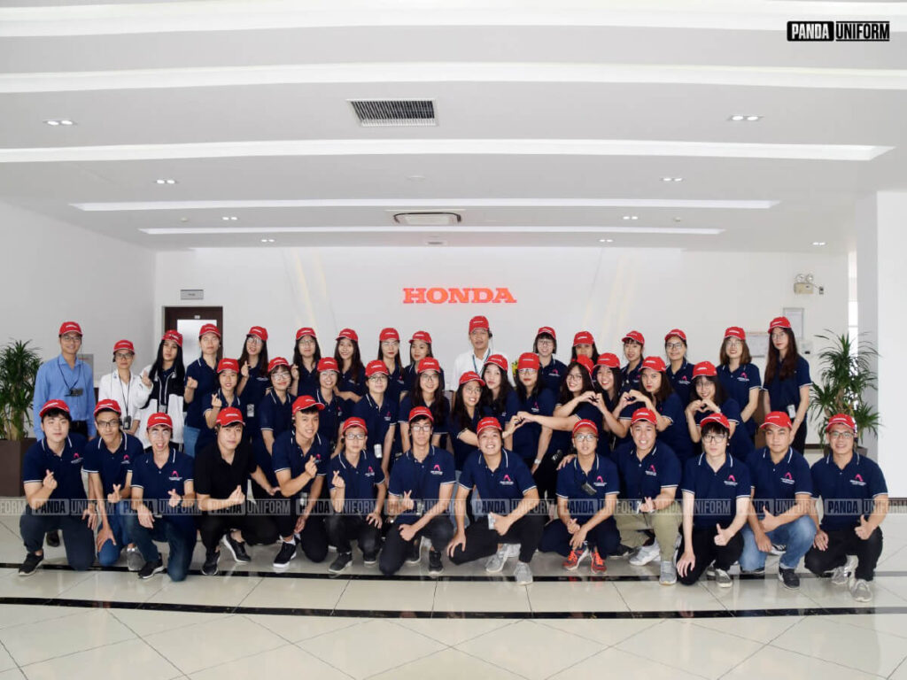 ấn tượng mẫu áo thun cổ bẻ đồng phục honda màu xanh tím than