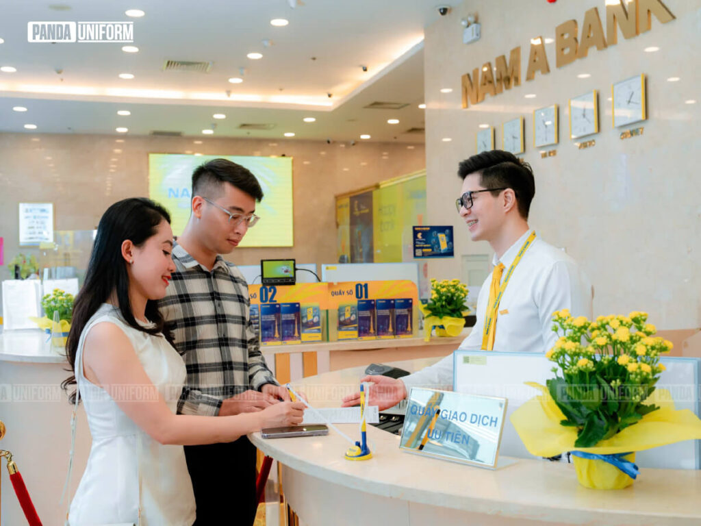 áo sơ mi đồng phục giao dịch viên của nam á bank