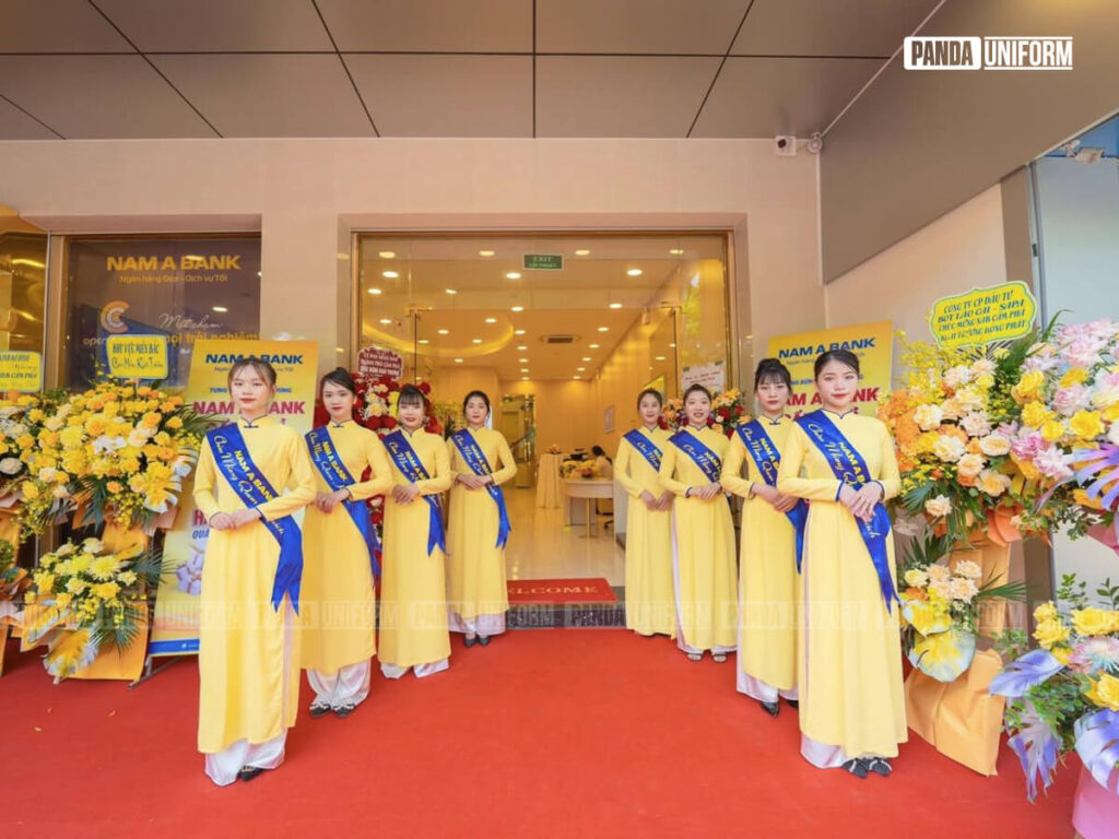mẫu áo dài duyên dáng - đồng phục nam á bank