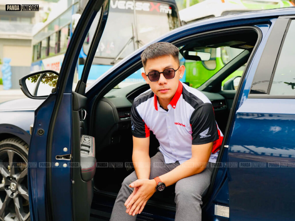 mẫu sơ mi cộc tay đồng phục honda thời thượng