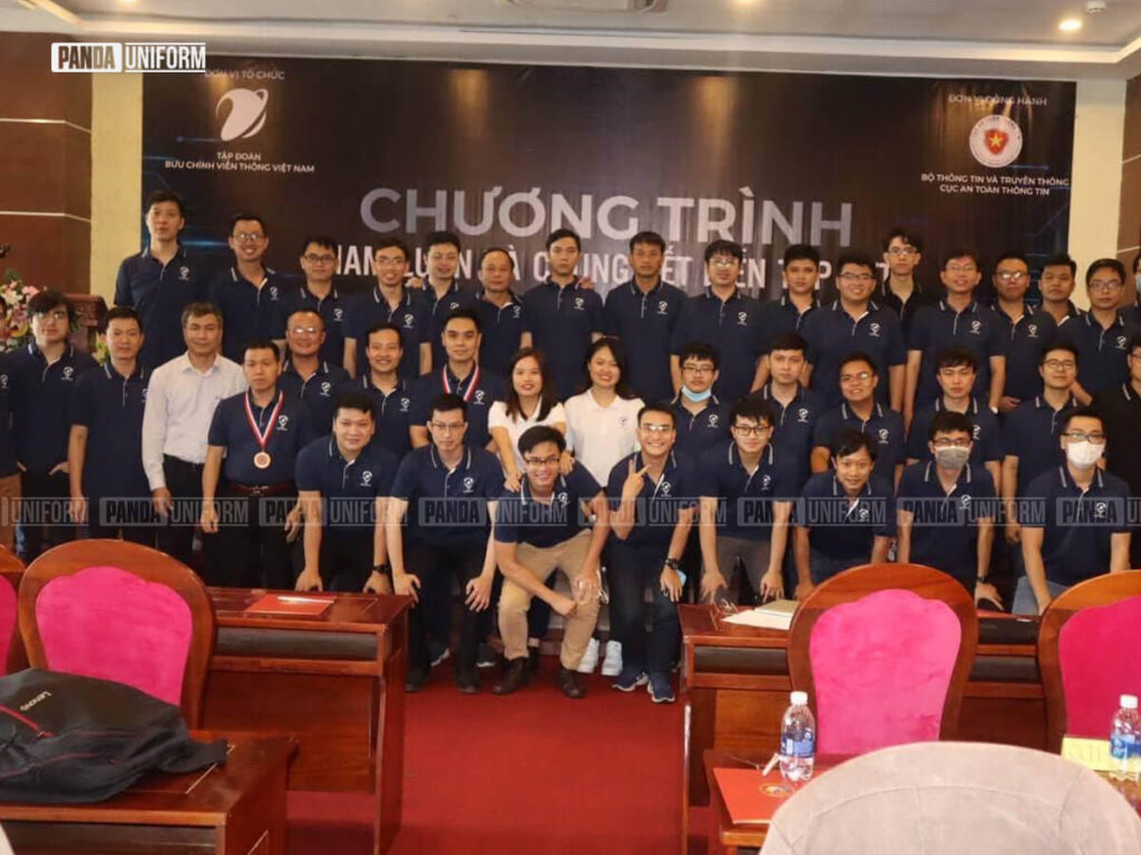 áo đồng phục xanh tím than có cổ của vnpt