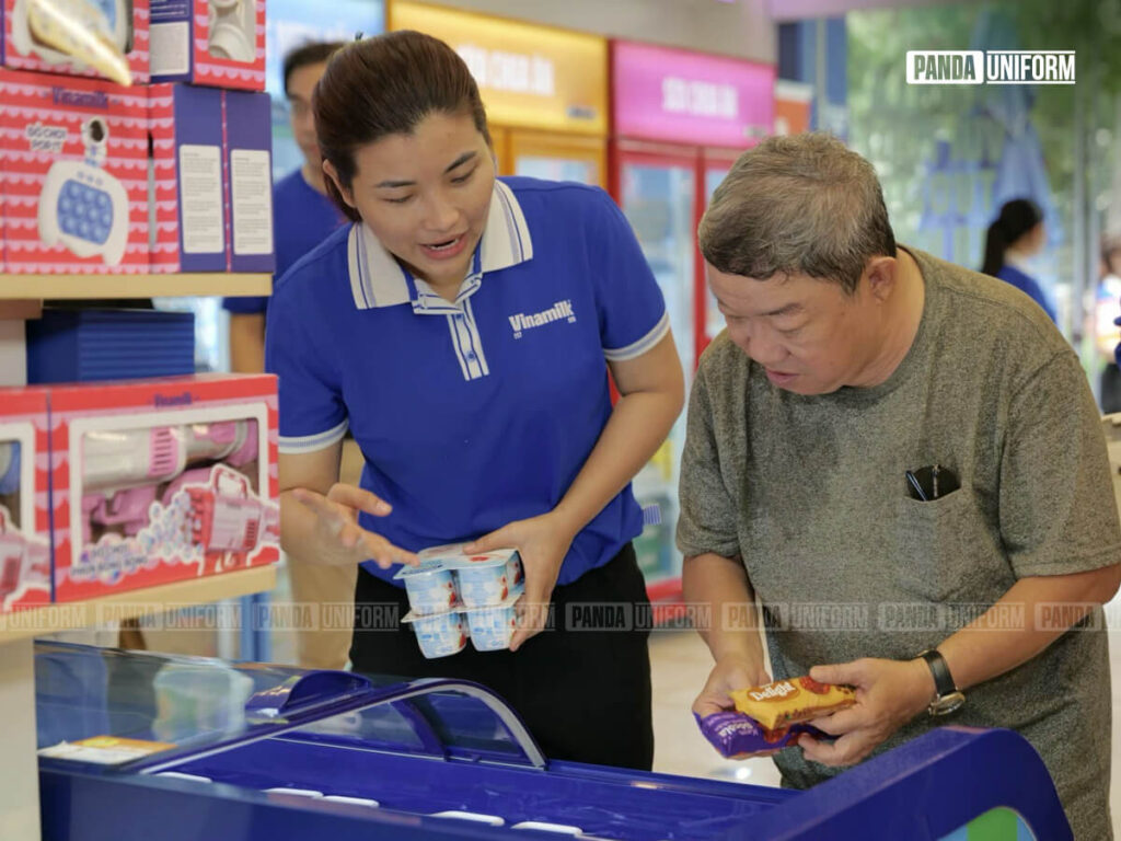 áo polo xanh đồng phục vinamilk đẹp gọn gàng