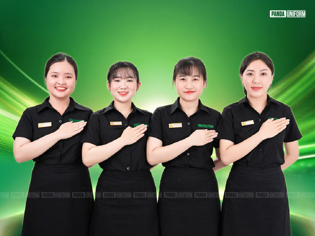 áo sơ mi đen - đồng phục nhân viên hasaki