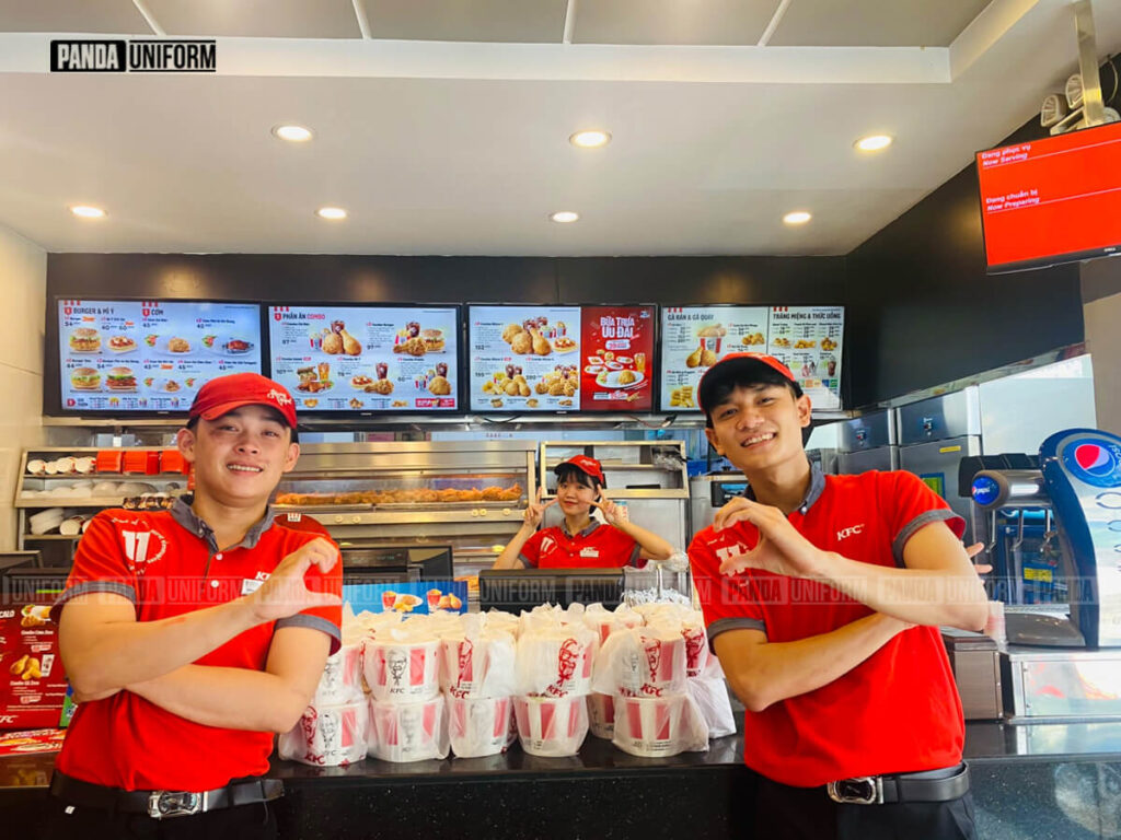 đồng phục nhân viên kfc nổi bật chuẩn thương hiệu