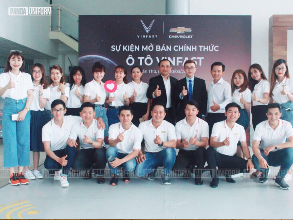 đồng phục vinfast áo polo trắng đẹp tinh tế cho nhân viên