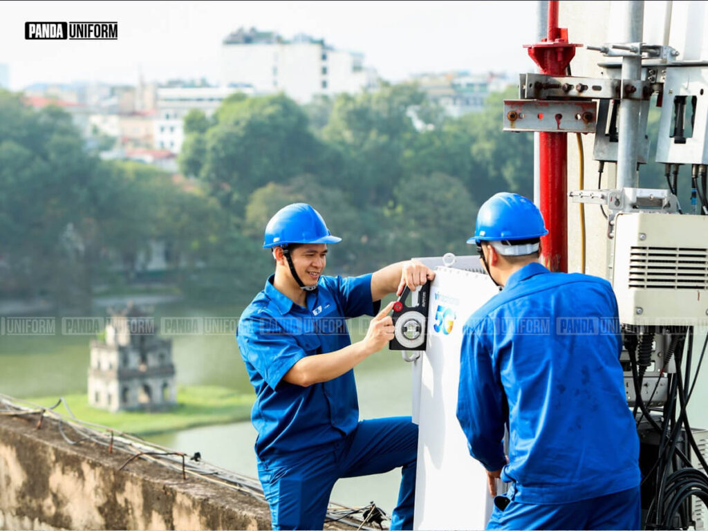 mẫu áo đồng phục bảo hộ lao động của vnpt