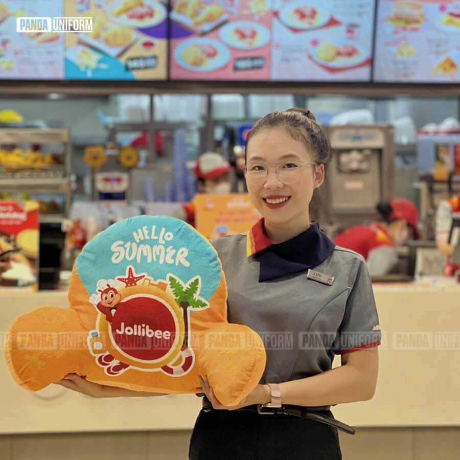 mẫu áo kiểu đồng phục jollibee đẹp thanh lịch