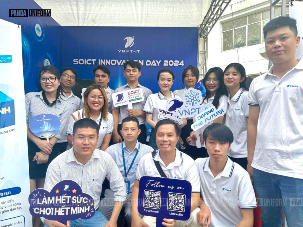 mẫu áo polo trắng lịch sự đồng phục vnpt