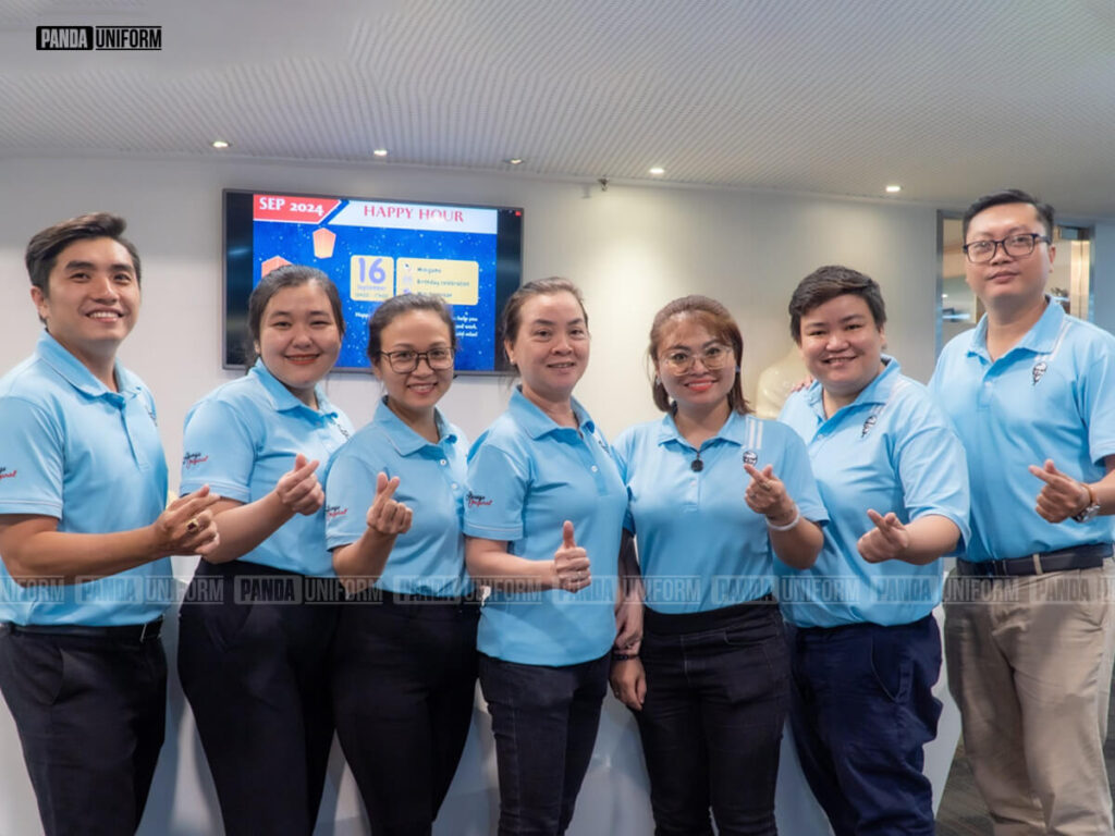 mẫu áo thun cổ bẻ màu xanh tươi sáng - đồng phục của kfc