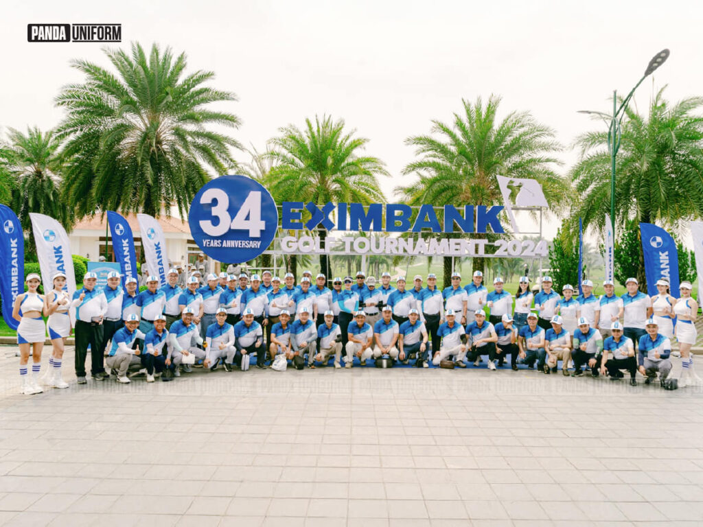 mẫu áo thun có cổ đồng phục eximbank trong giải golf