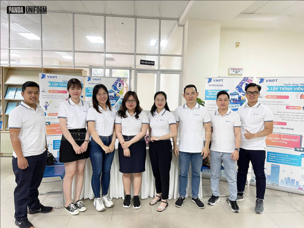 mẫu áo thun trắng cổ bẻ - đồng phục vnpt