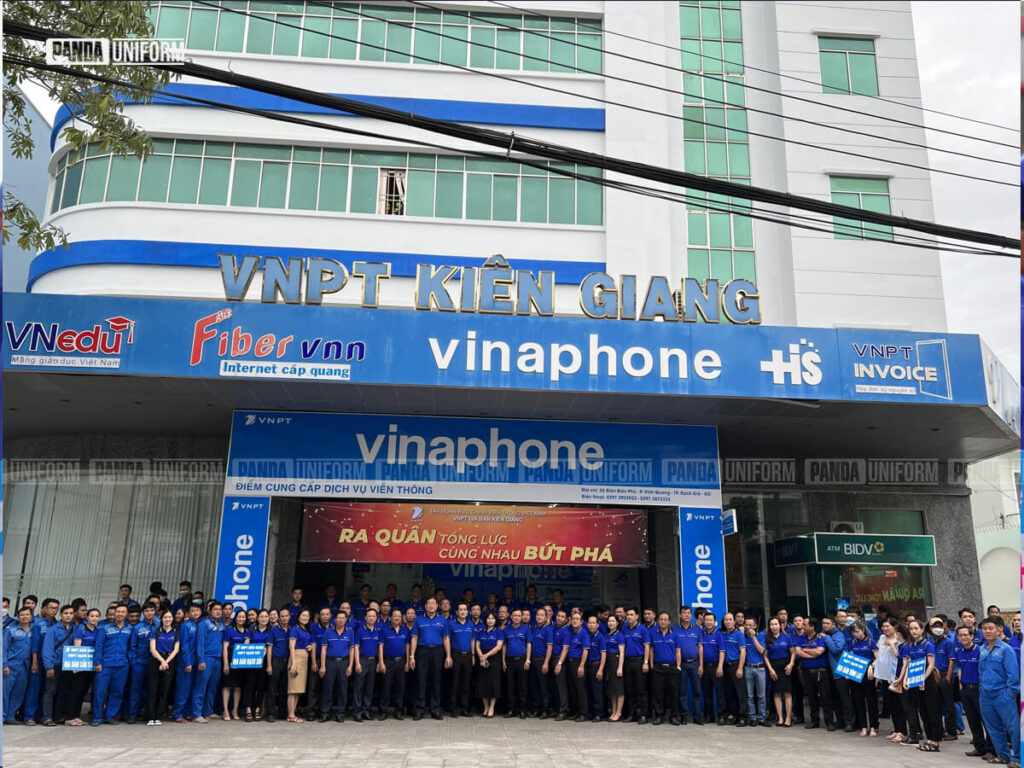 mẫu áo thun xanh dương đồng phục vnpt đẹp