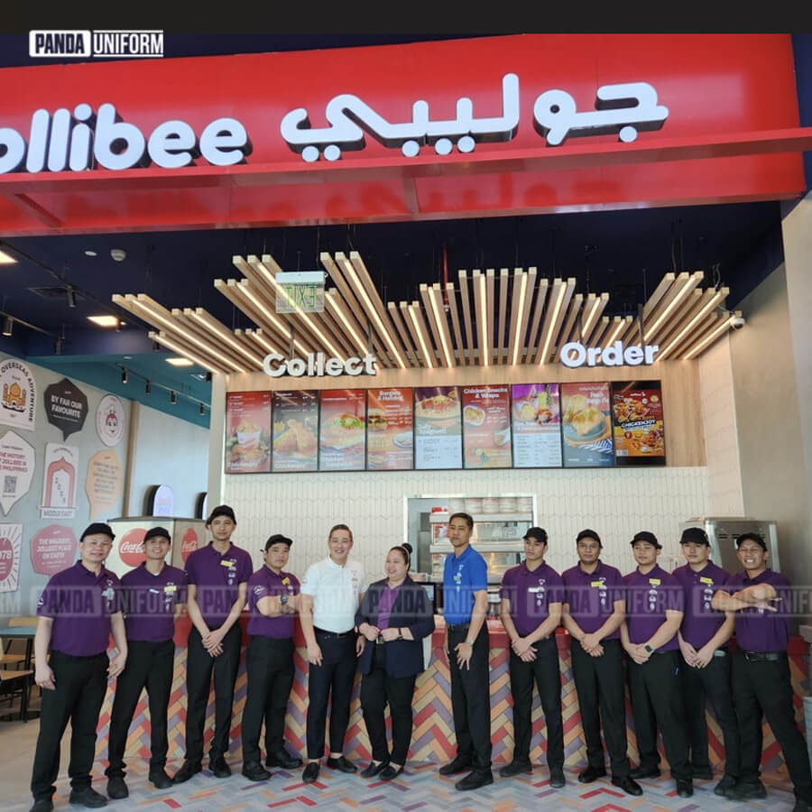 mẫu đồng phục polo tím của jollibee