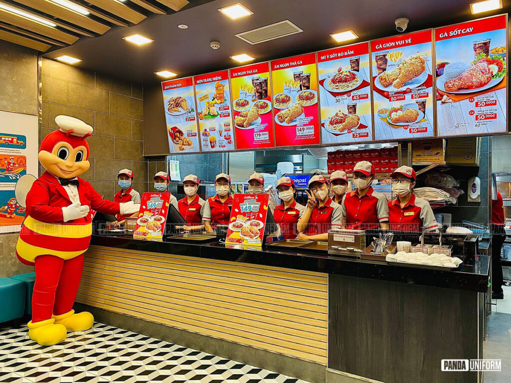 mẫu đồng phục sơ mi phối màu thẩm mĩ của jollibee