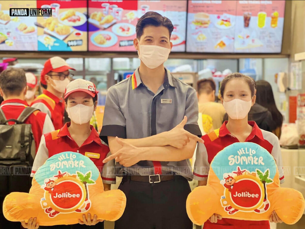 mẫu đồng phục sơ mi xám của jollibee