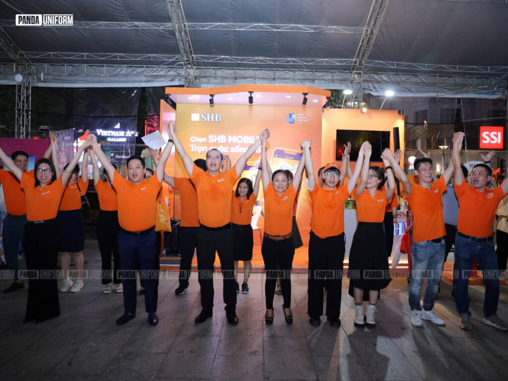 mẫu polo cam đồng phục shb