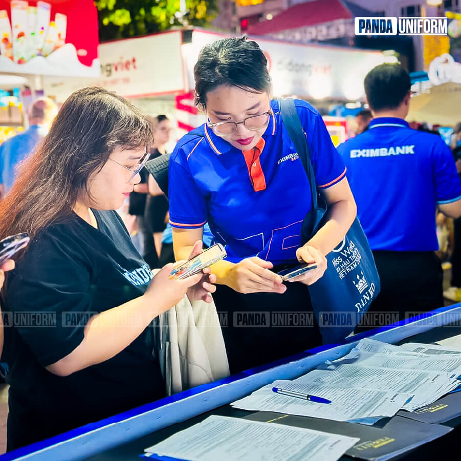 mẫu polo xanh đồng phục ngân hàng eximbank