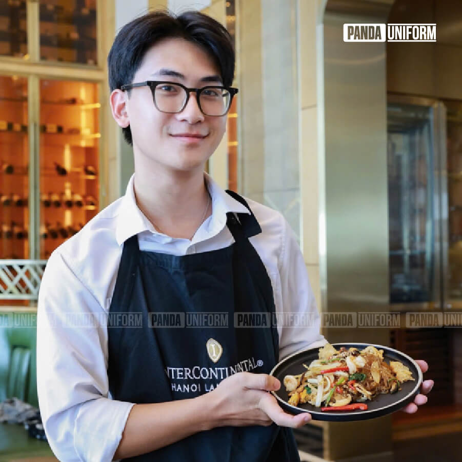 sơ mi áo bếp đồng phục khách sạn intercontinental thiết kế màu trắng đẹp