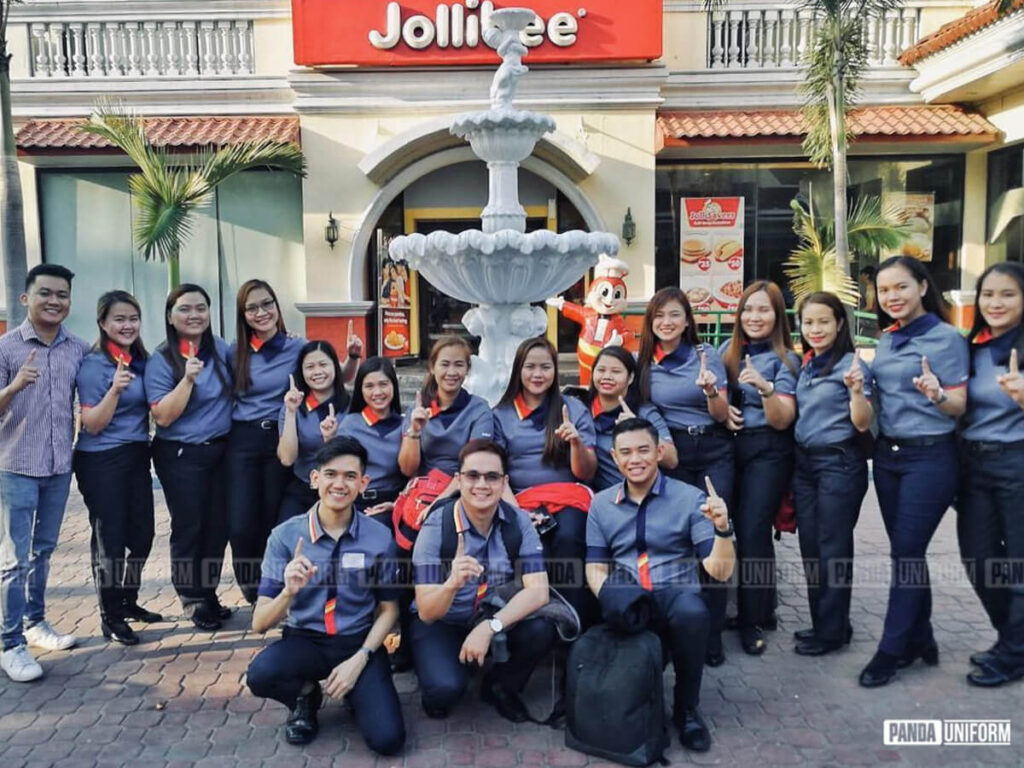 thiết kế đồng phục sơ mi xám chuyên nghiệp của jollibee