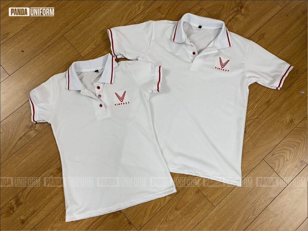 thiết kế polo đồng phục vinfast màu trắng đẹp từng chi tiết