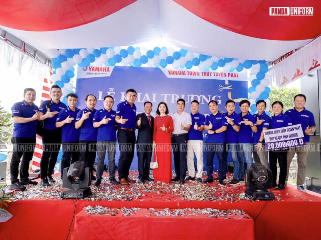 mẫu đồng phục xanh dương yamaha thiết kế dáng polo