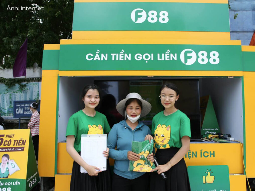 Thương hiệu F88 - thương hiệu tài chính bình dân tại Việt Nam với nhiều cửa hàng trên toàn quốc.