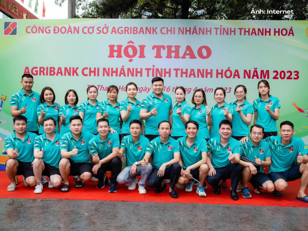 Áo polo đồng phục Agribank trong hội thao tại chi nhánh tỉnh Thanh Hóa