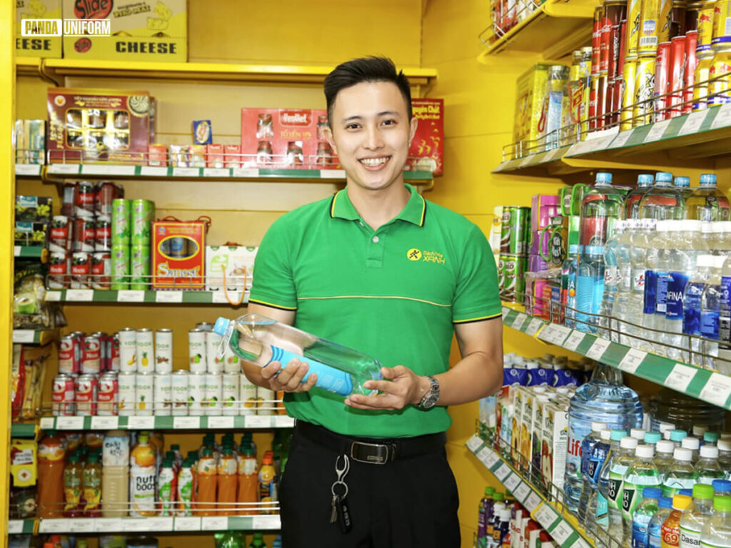 Áo Polo Đồng phục nhân viên Bách hóa Xanh màu xanh nhận diện