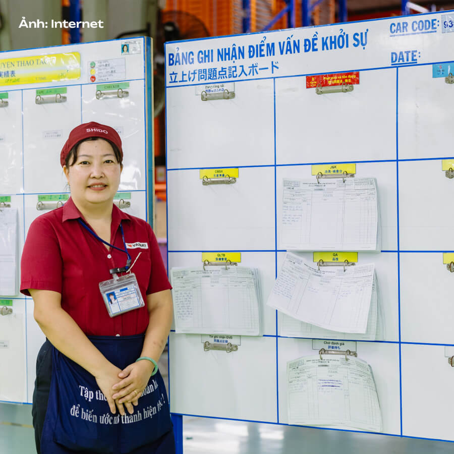 Áo sơ mi đỏ đô đồng phục công ty Yazaki