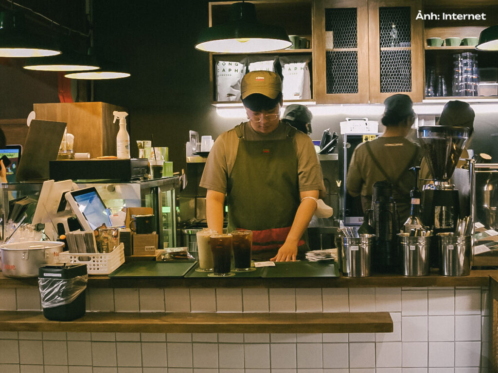 Tạp dề dáng toàn thân đồng phục Cộng cà phê