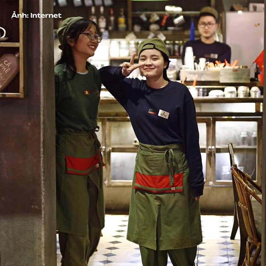 Tạp dề dáng nửa thân đồng phục Cộng cà phê