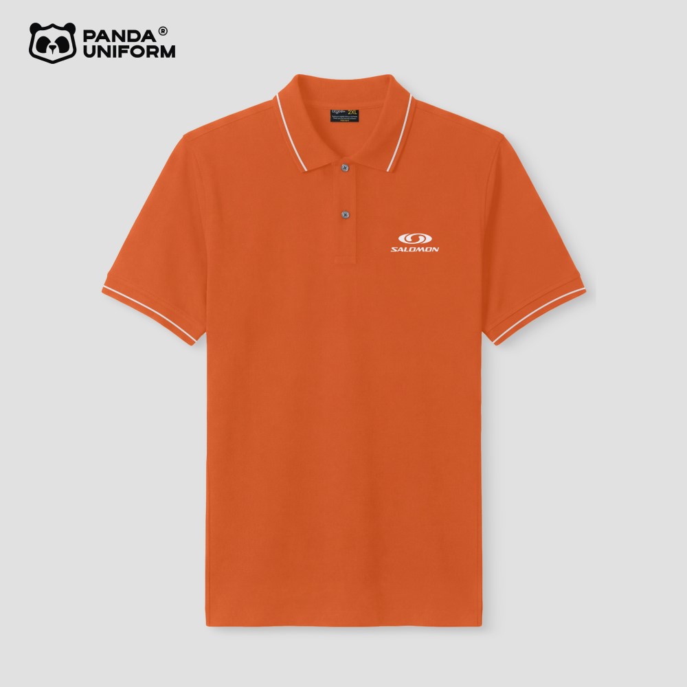 mẫu áo polo màu cam đồng phục công ty