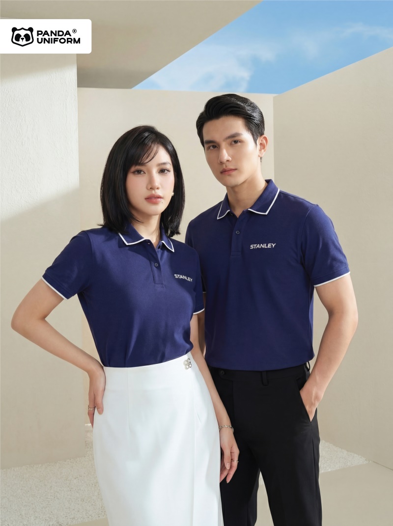 mẫu áo polo màu tím đồng phục công ty