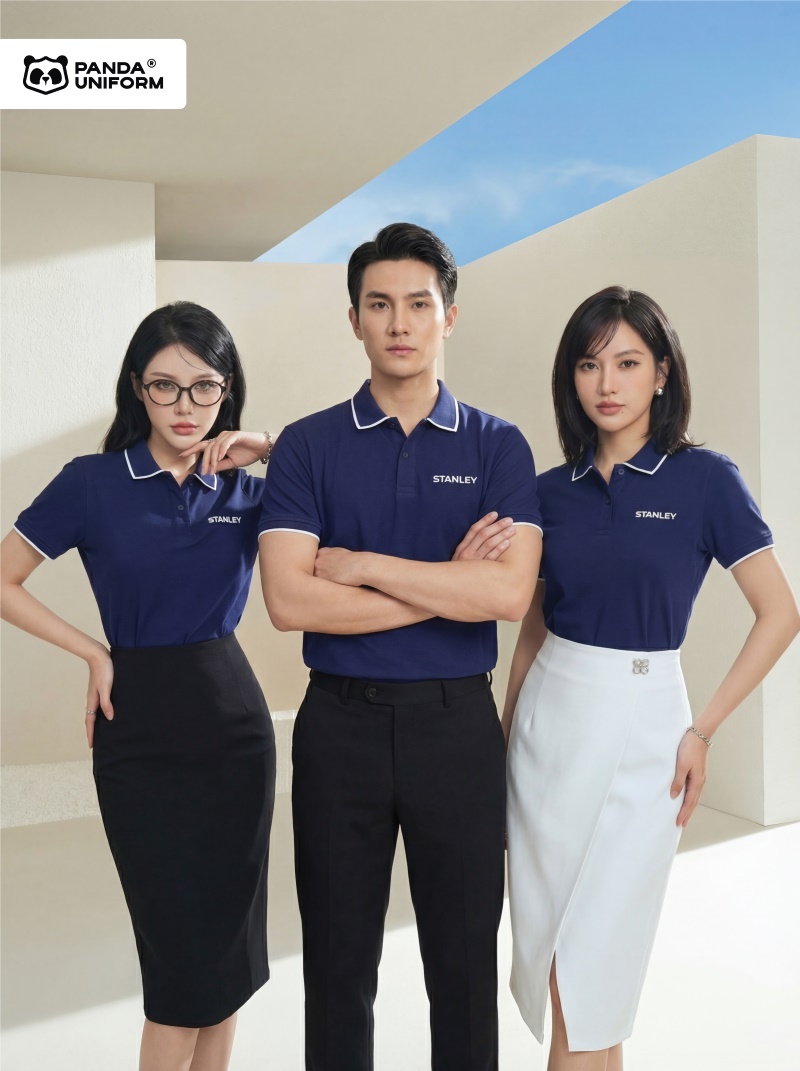 mẫu áo polo màu tím đồng phục công ty