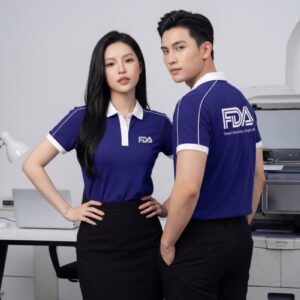 mẫu áo polo màu tím phối sọc vai đồng phục công ty