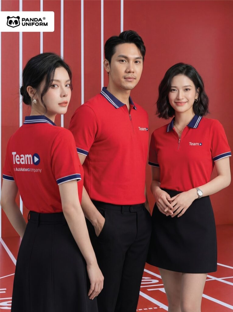 Áo Polo Đồng Phục Zip 01 Màu Đỏ