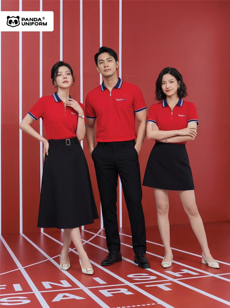 Áo Polo Đồng Phục Zip 01 Màu Đỏ