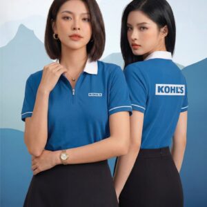 Áo Polo Đồng Phục Zip 01 Màu Xanh Dương