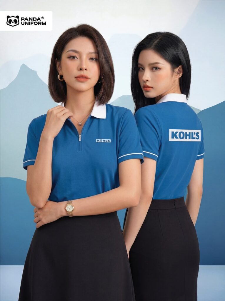 Áo Polo Đồng Phục Zip 01 Màu Xanh Dương