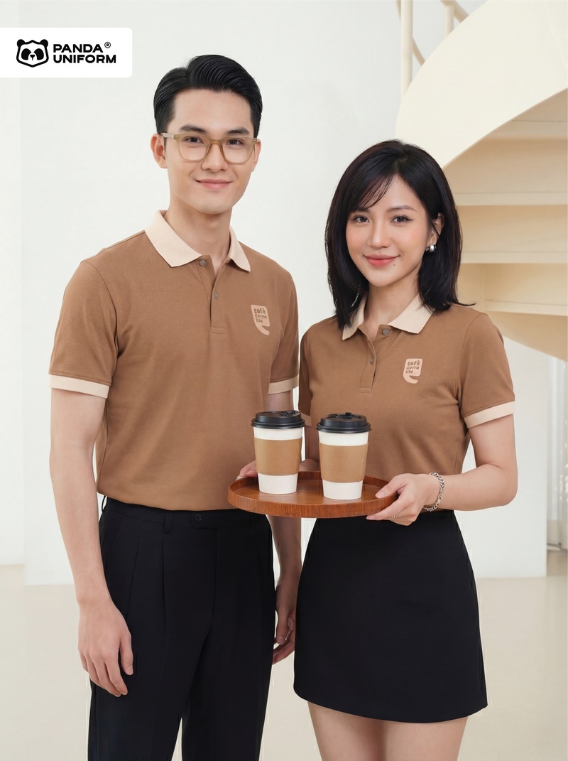 Mẫu áo polo màu nâu đồng phục công ty