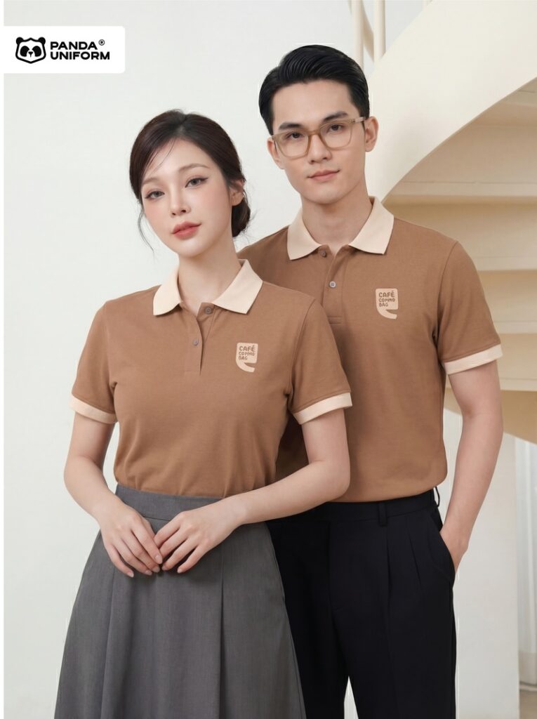 Mẫu áo polo màu nâu đồng phục công ty