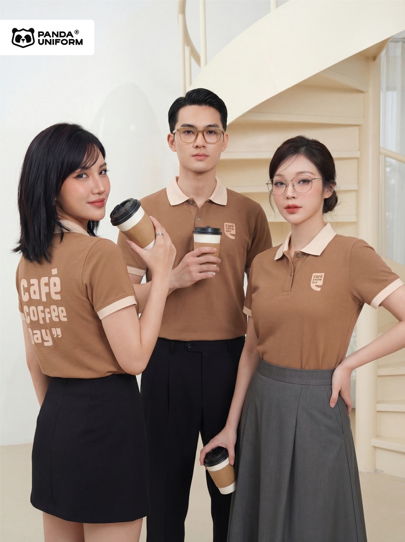 Mẫu áo polo màu nâu đồng phục công ty