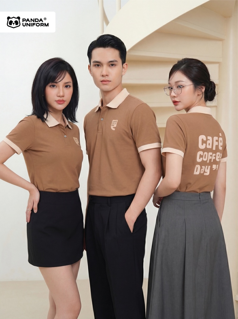 Mẫu áo polo màu nâu đồng phục công ty