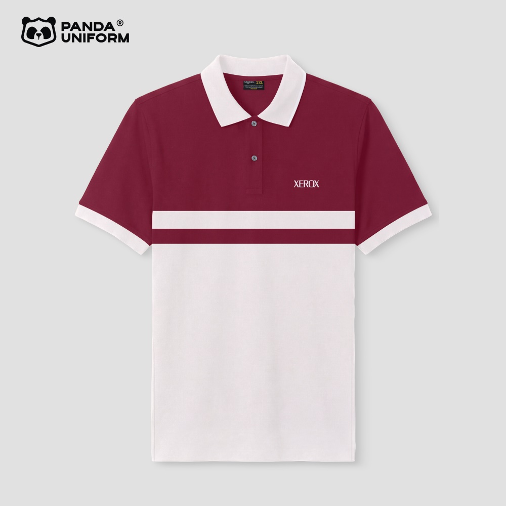 Mẫu áo polo màu nho phối trắng đồng phục công ty