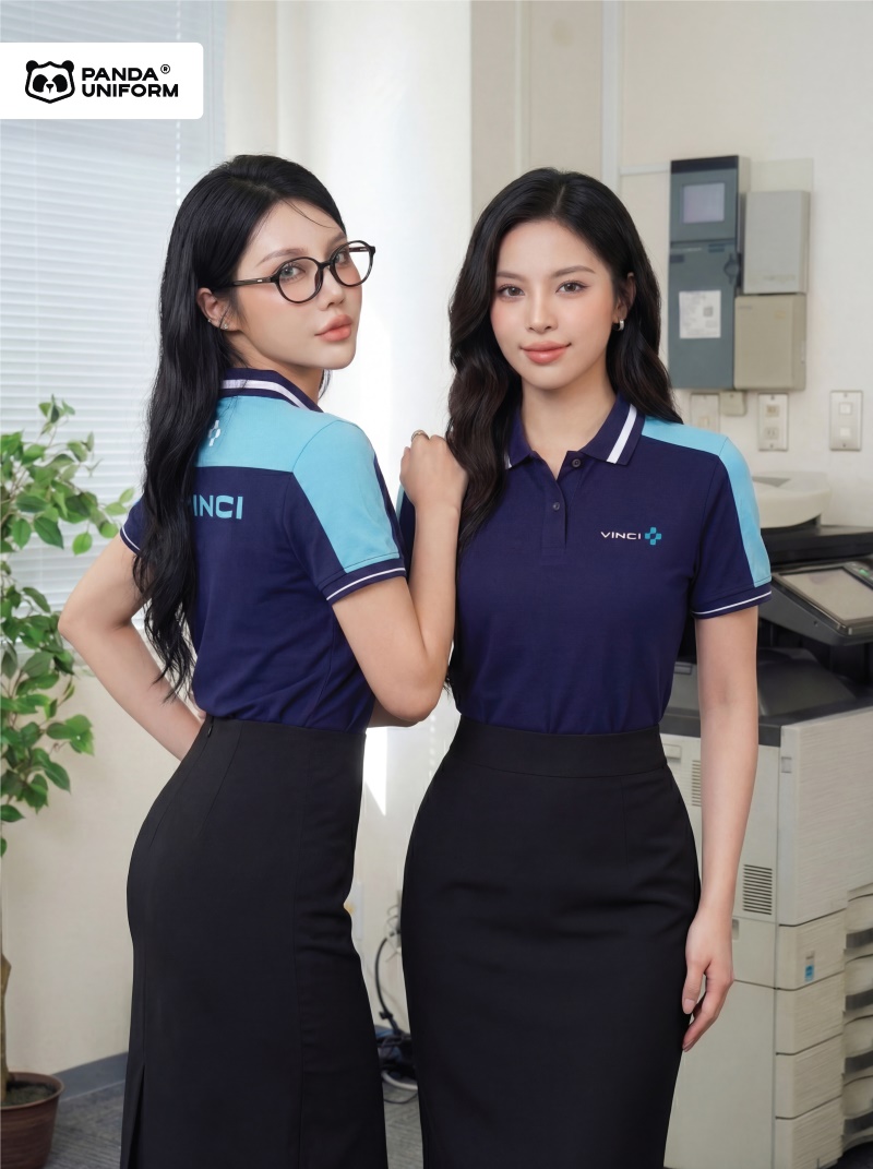 Mẫu áo polo màu xanh đen đồng phục công ty