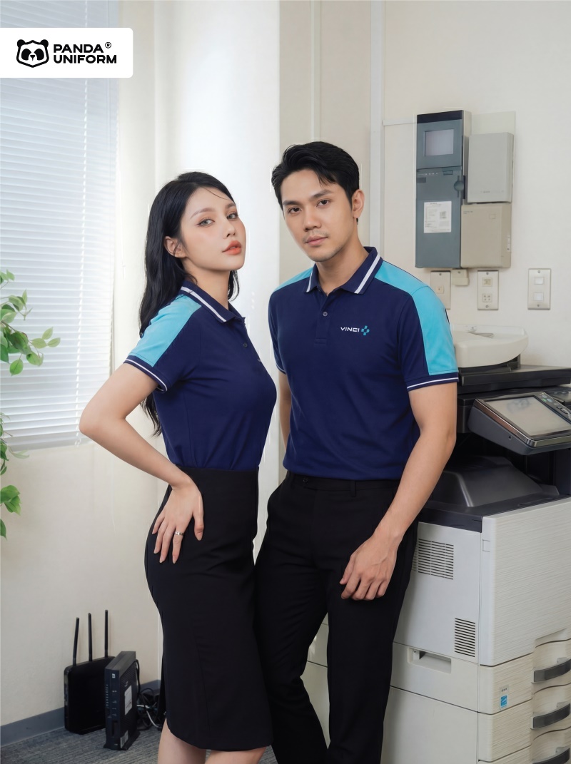 Mẫu áo polo màu xanh đen đồng phục công ty