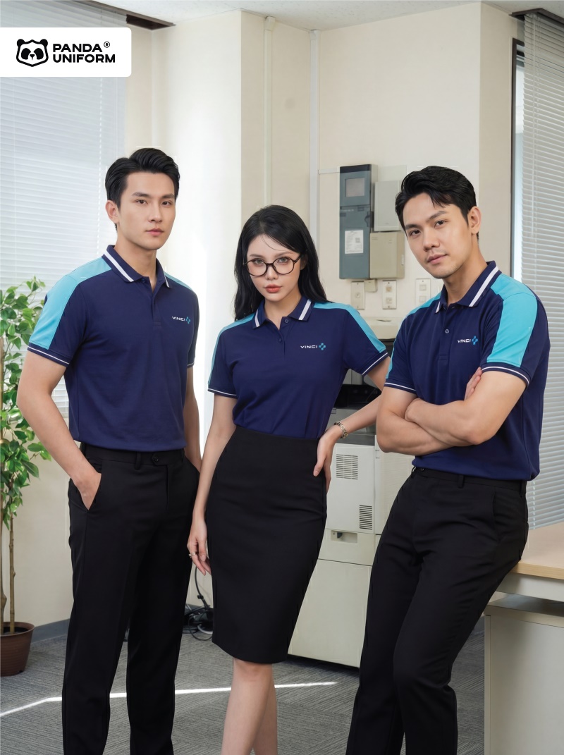 Mẫu áo polo màu xanh đen đồng phục công ty